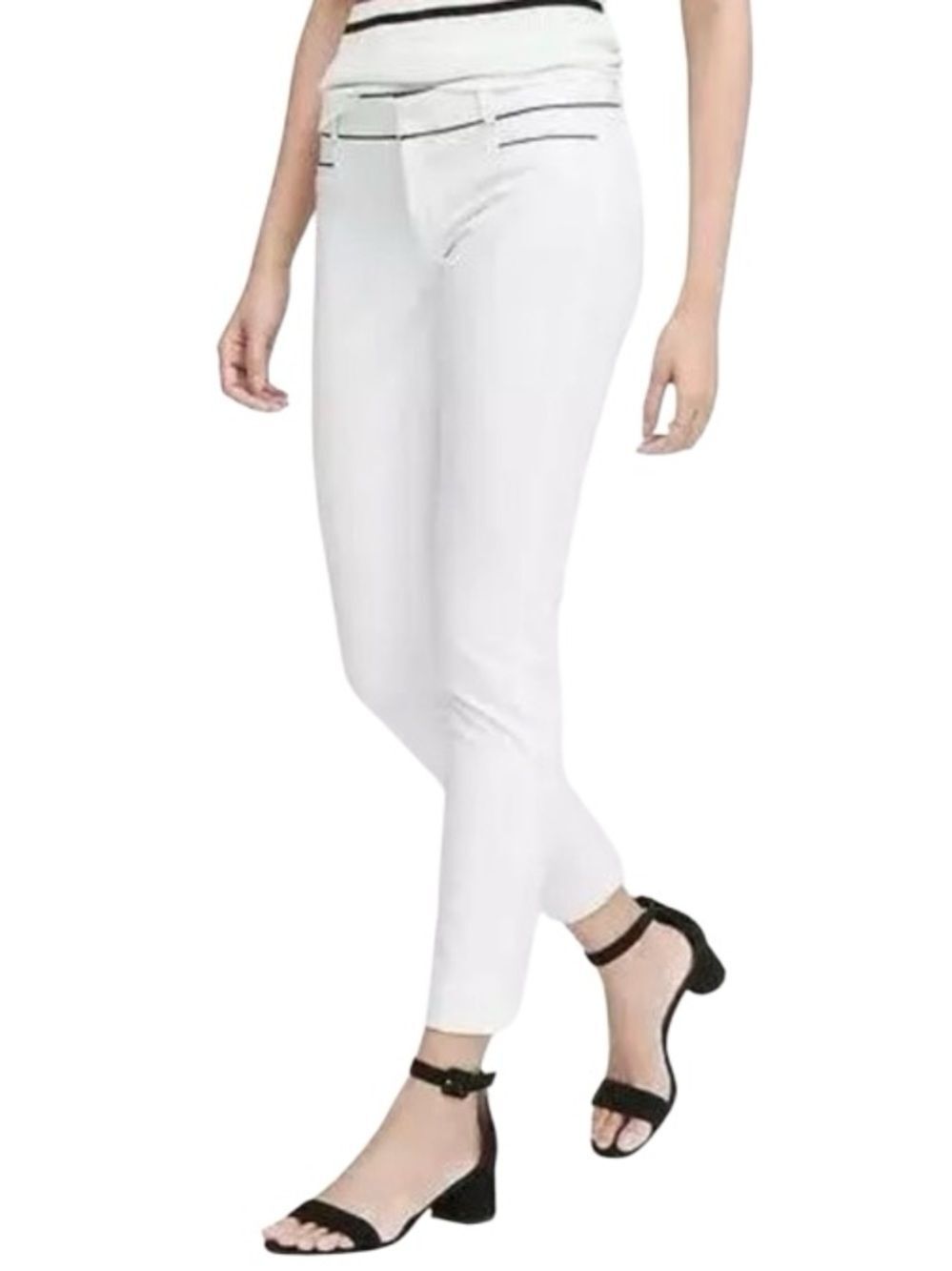 Banana Republic Sloan Pants in White/Black Womens 0P